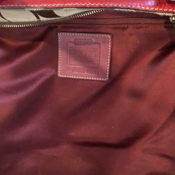COACH Hampton Signature C Logo Canvas Red Leather Briefcase Shoulder Bag RARE - Picture 17 of 17